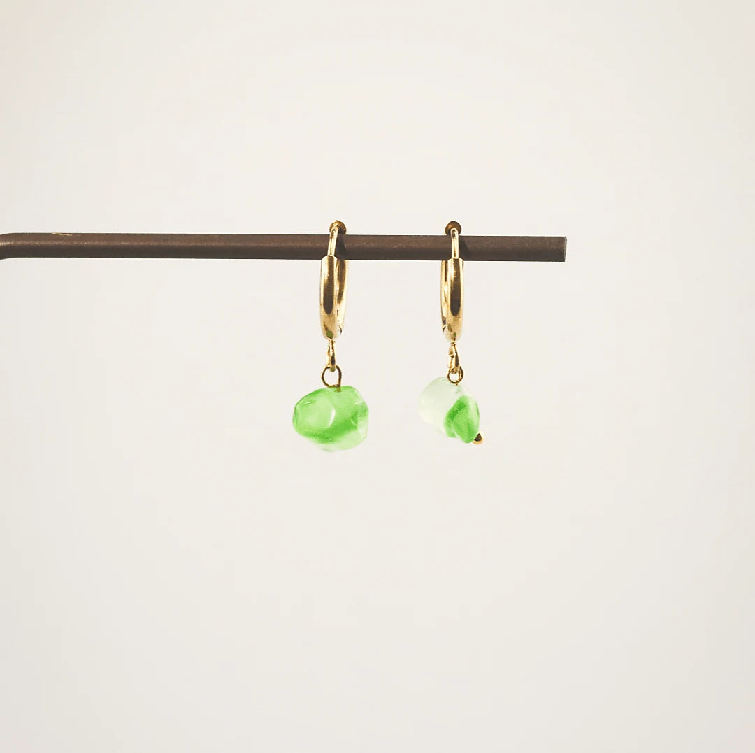 Green Agate Hoop Earrings