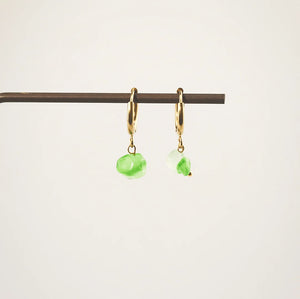Green Agate Hoop Earrings