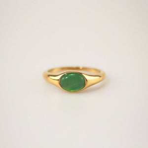 Green Cats Eye Ring in stainless steel, waterproof ring for women