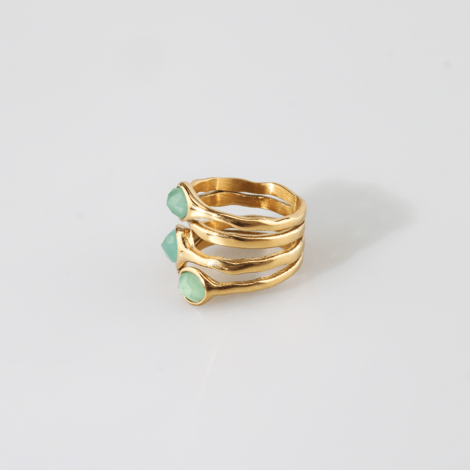 Green Stone Multi Row -Ring