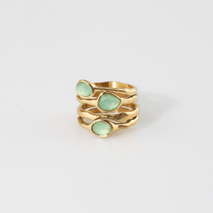 Green Stone Multi Row Ring