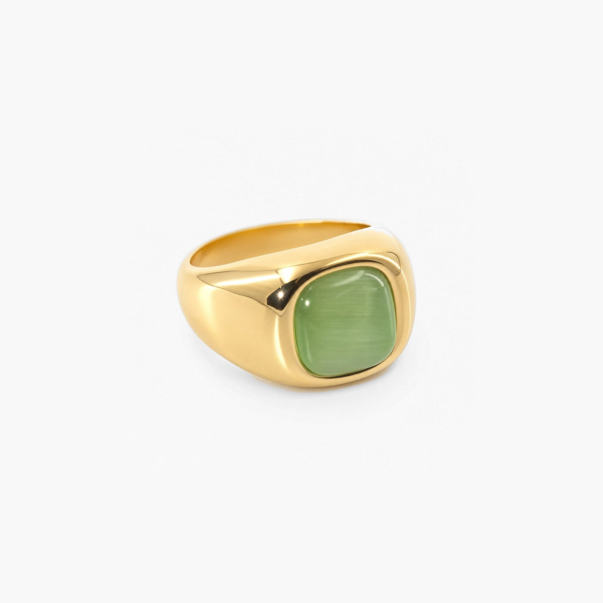 Green Cat's Eye Signet Ring