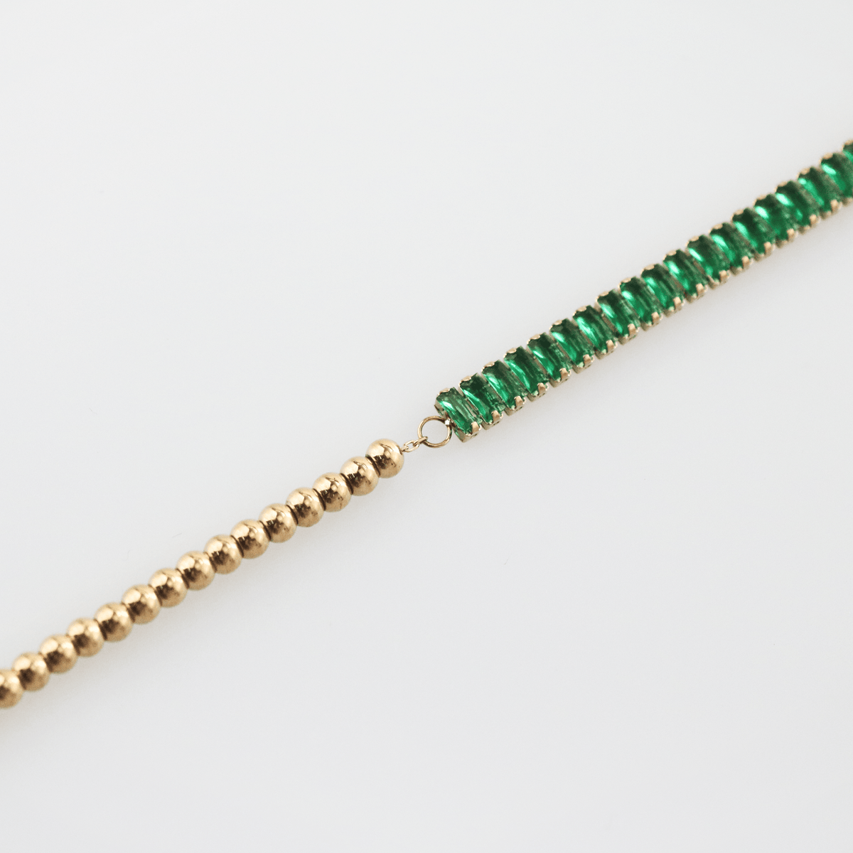 Half Emerald-Half Gold Beaded Bracelet