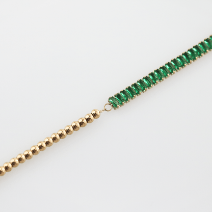 Half Emerald-Half Gold Beaded Bracelet