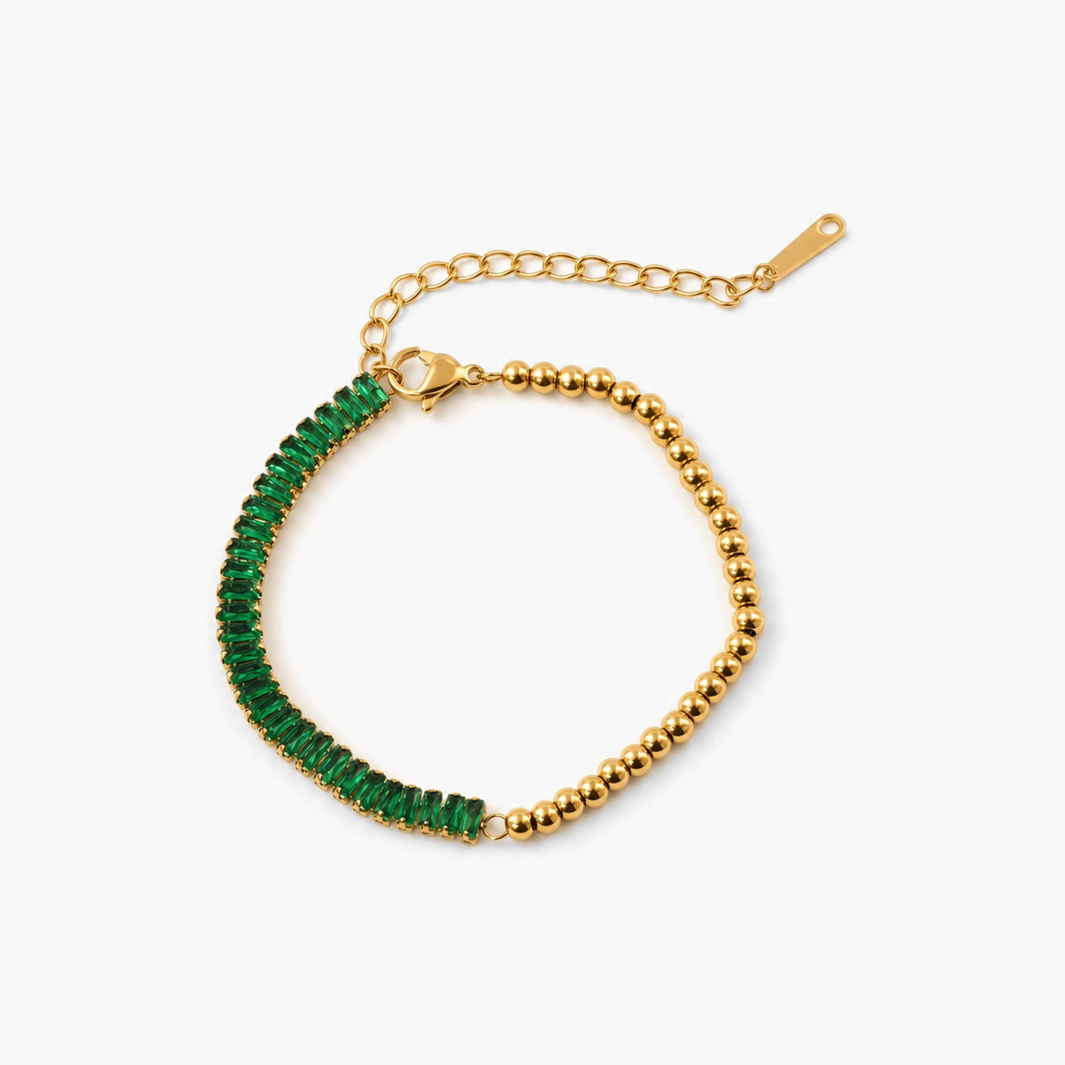 Half Emerald Half Gold Beaded Bracelet