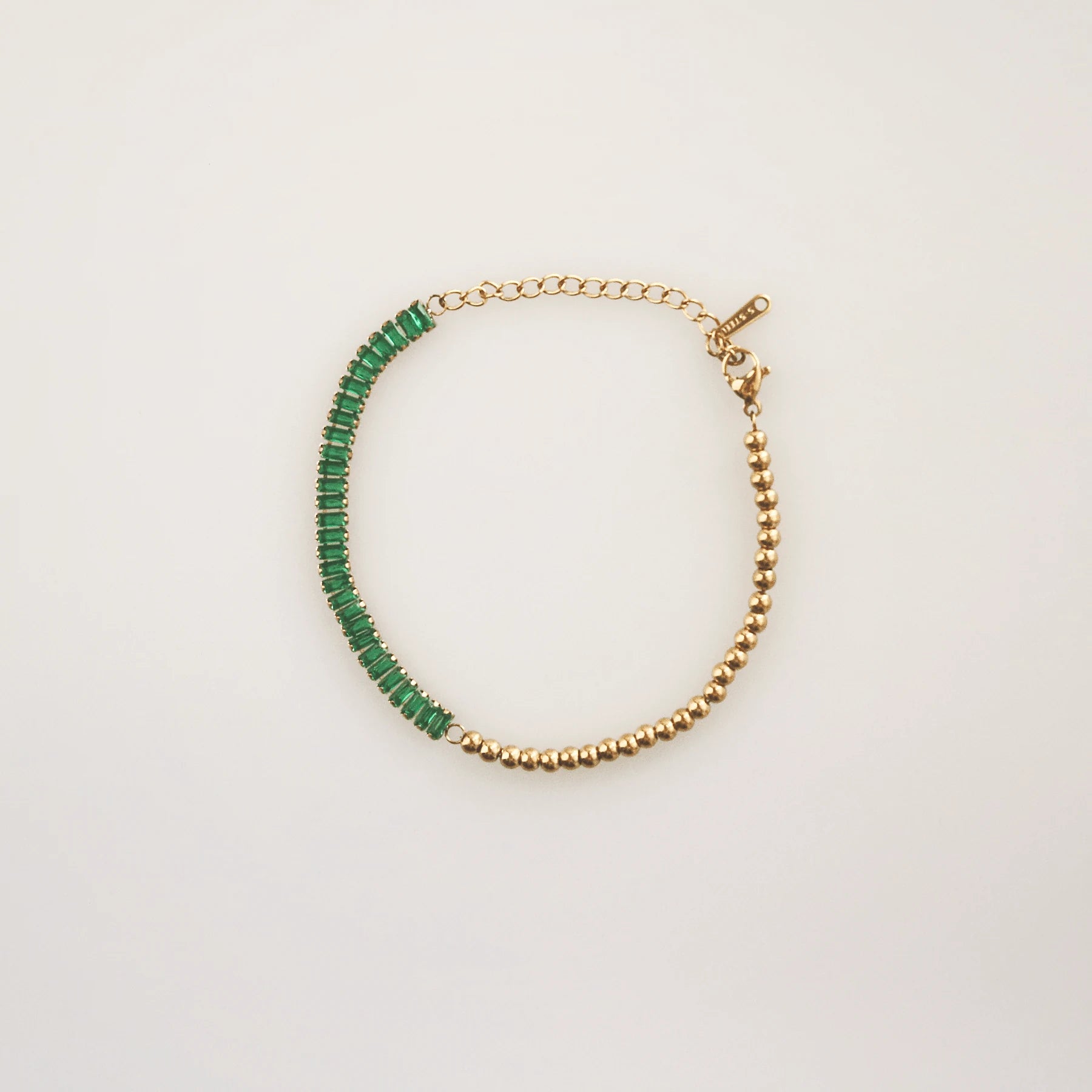 Half Emerald Half Gold Beaded Bracelet