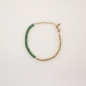Half Emerald Half Gold Beaded Bracelet