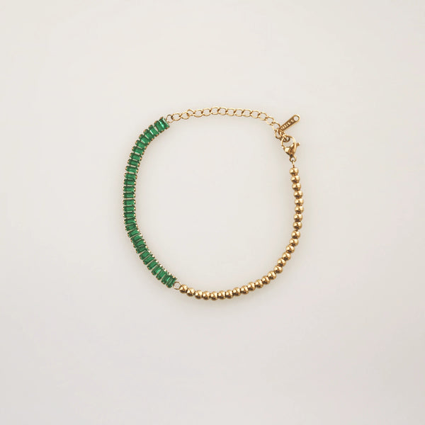 Half Emerald Half Beaded Bracelet – Waterproof Gold Bracelet