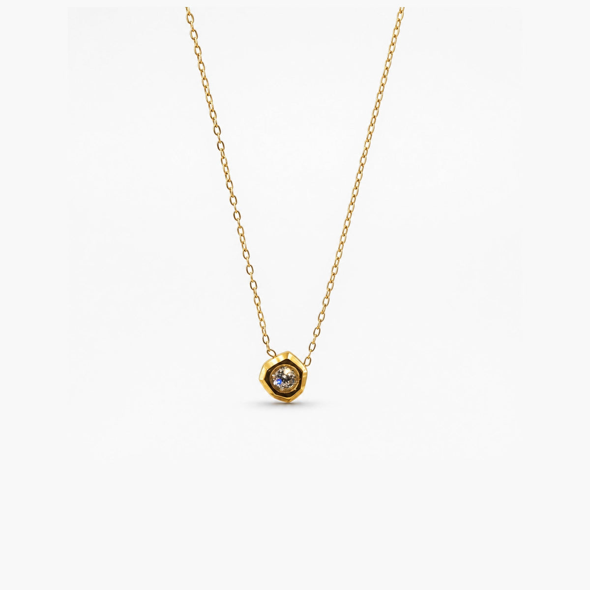 Hexa Spark Necklace, waterproof 18k gold-plated stainless steel