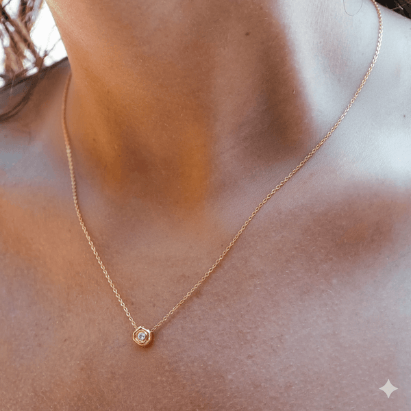 Hexa Spark Necklace – Waterproof Gold Pendant