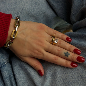 Meideya jewelry chunky two-tone bracelet