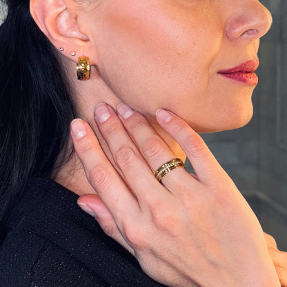 Hammered Small Hoops, waterproof 18k gold-plated stainless steel