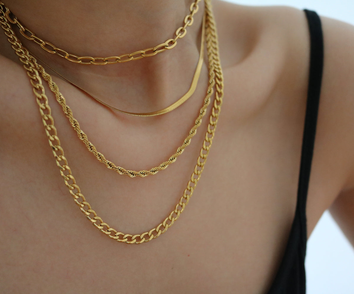 Isla Rope Necklace, 18k gold-plated stainless steel
