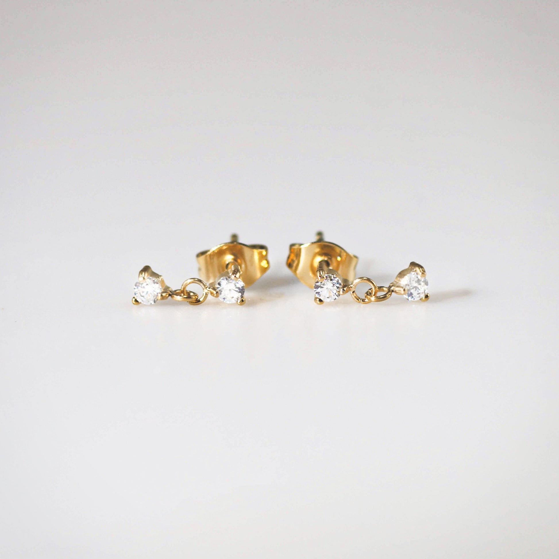 Anisa CZ Stud Earrings, waterproof 18k gold-plated stainless steel