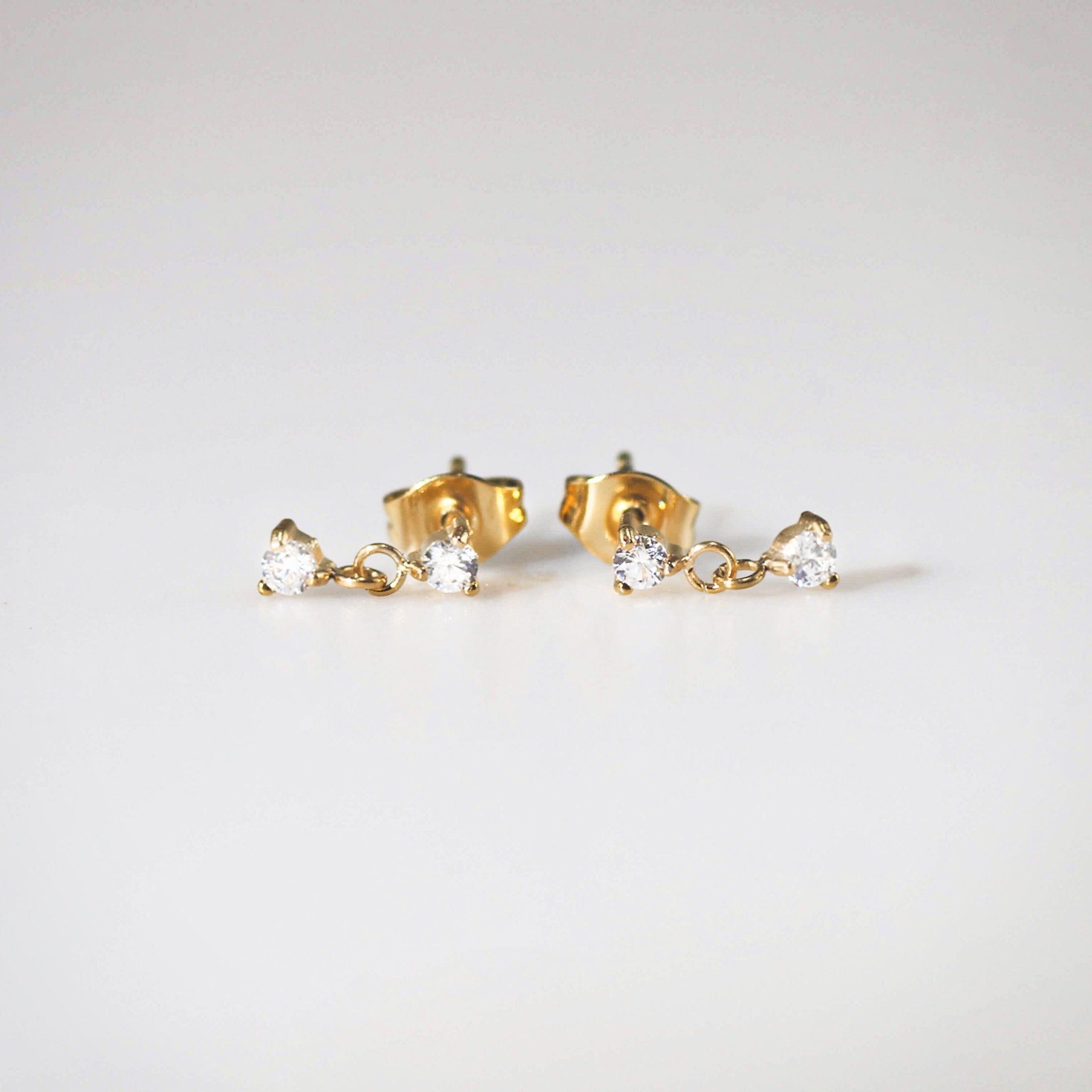 Anisa CZ Stud Earrings, waterproof 18k gold-plated stainless steel