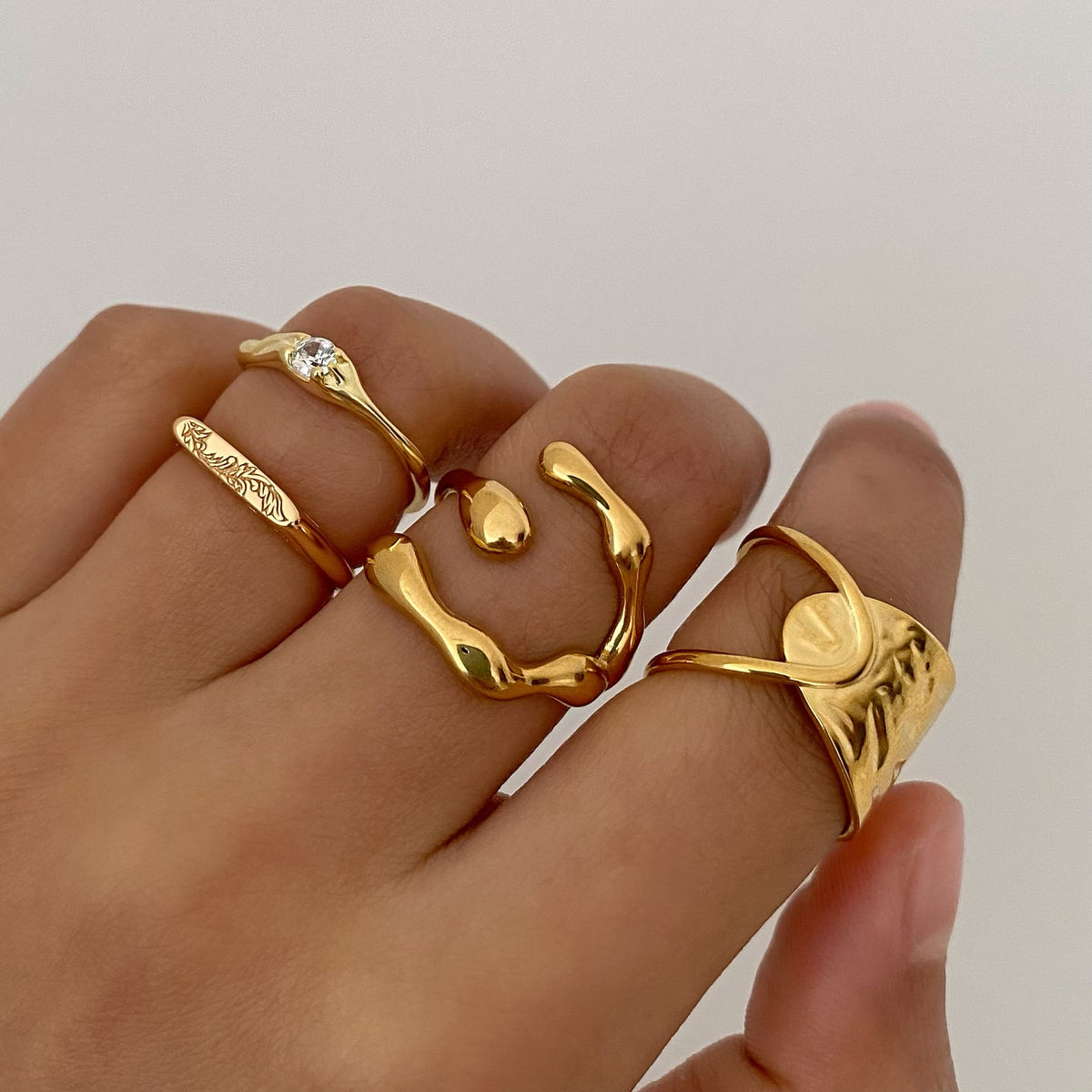 Waterproof 18k Gold Plated Claw Wrap Ring, 18k gold-plated stainless steel