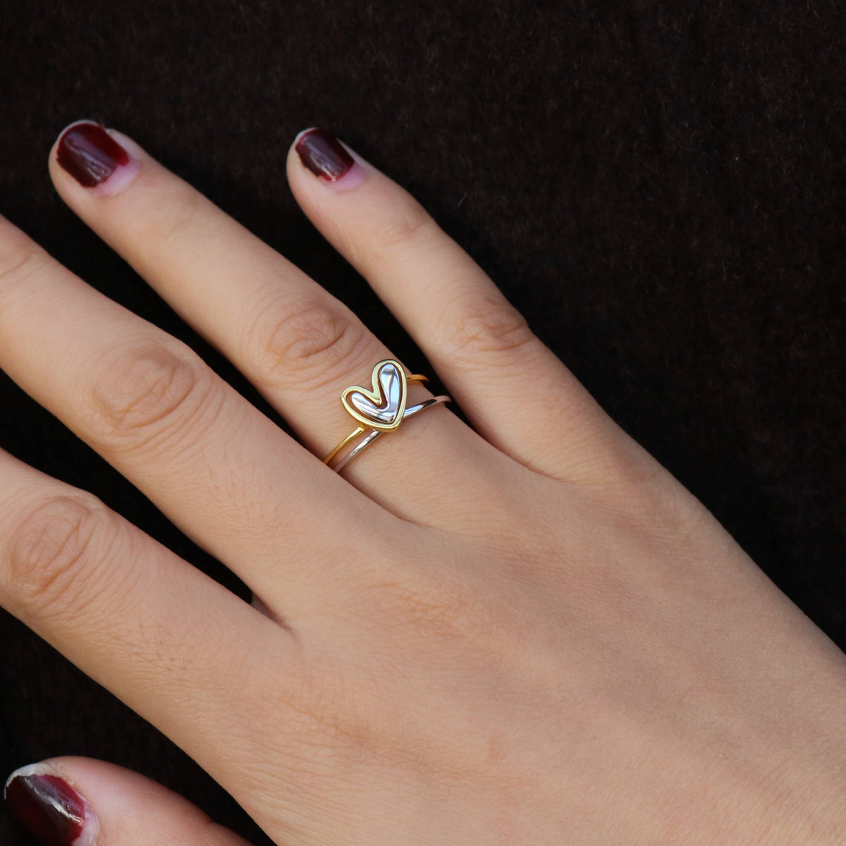 Heart to Heart Ring Set, 18k gold-plated