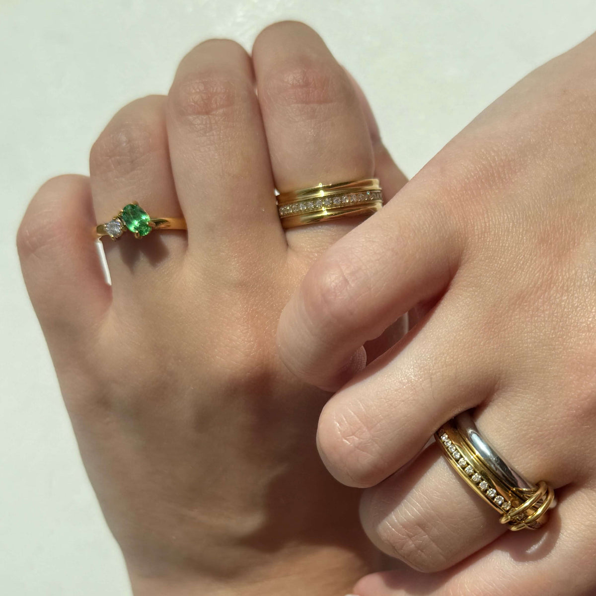 Waterproof Tarnish-Free Emerald Sparkle Ring, 18k gold-plated stainless steel