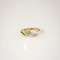 Peridot & White CZ Wave Ring – Waterproof 316L Stainless Steel
