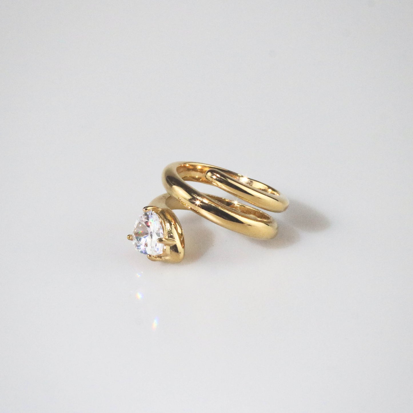 Spiral Pear-Cut Ring, waterproof 18k gold-plated stainless steel