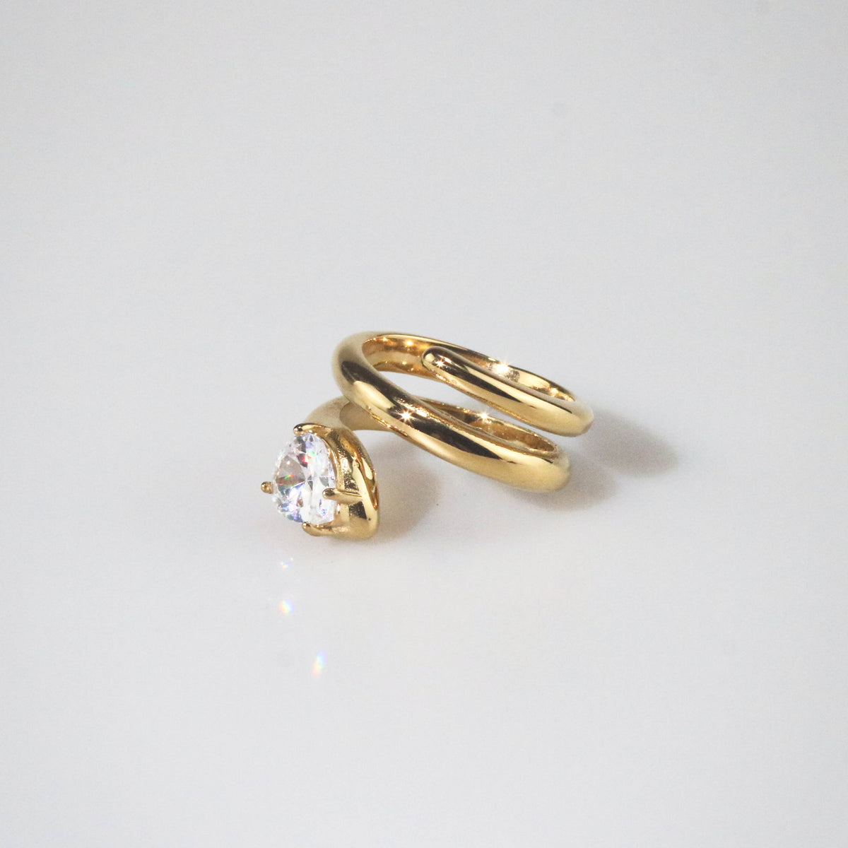 Spiral Pear-Cut Ring, waterproof 18k gold-plated stainless steel