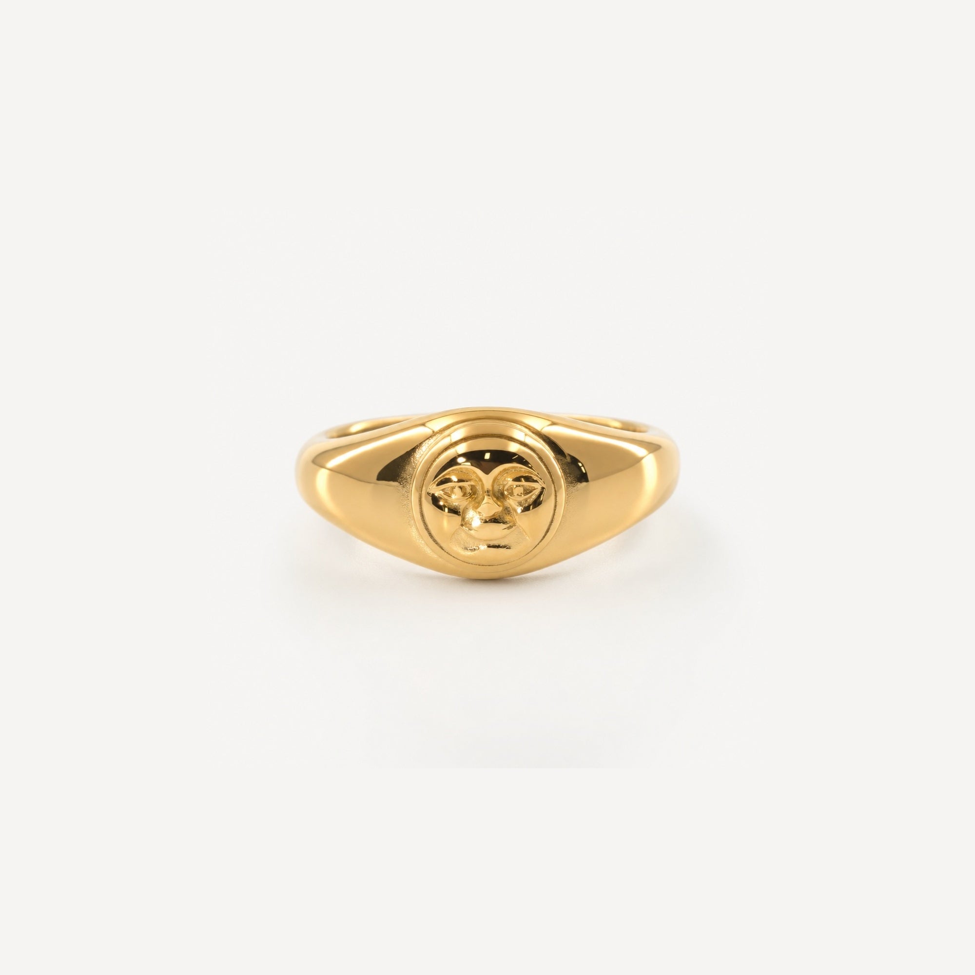 Moonface Signet Ring, waterproof 18k gold-plated stainless steel