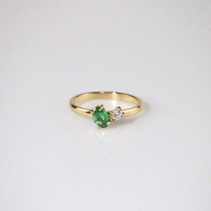 Waterproof Tarnish-Free Emerald Sparkle Ring, 18k gold-plated stainless steel