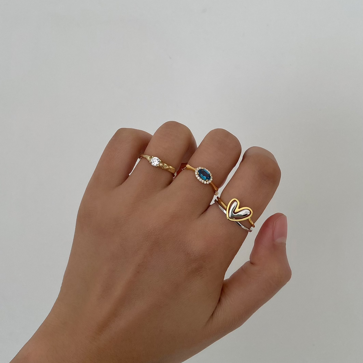 Heart to Heart Ring Set, 18k gold-plated