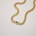 Green gem curb chain necklace