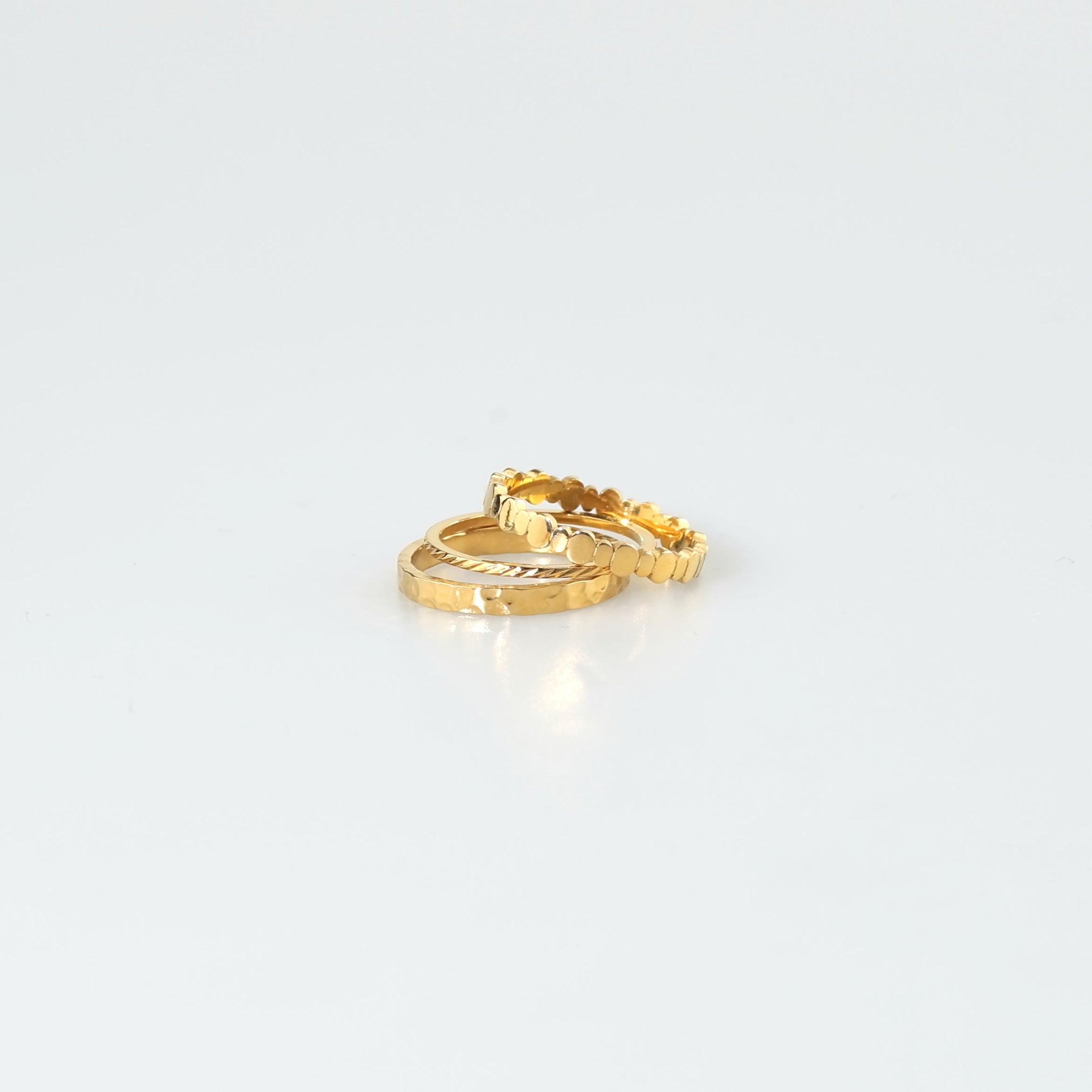 Trio Stacking Ring Set, waterproof 18k gold-plated stainless steel