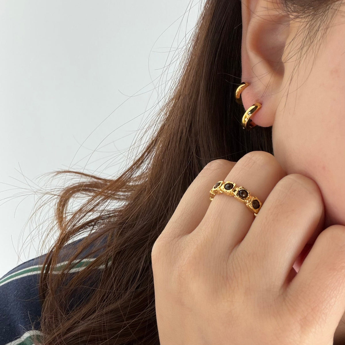 Small Chunky Hoops, waterproof 18k gold-plated stainless steel