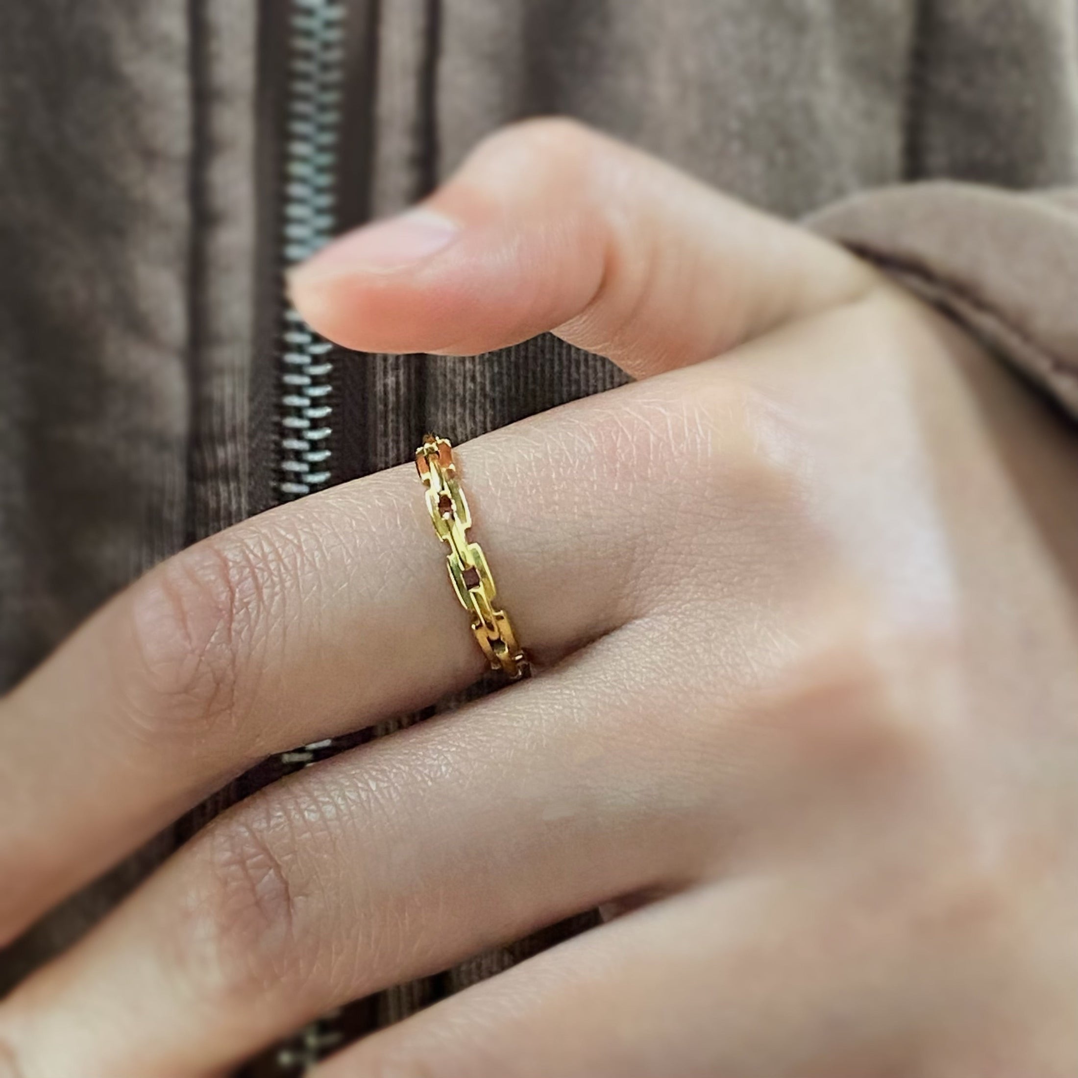 Waterproof Gold Plated Paperclip Ring, 18k gold-plated stainless steel