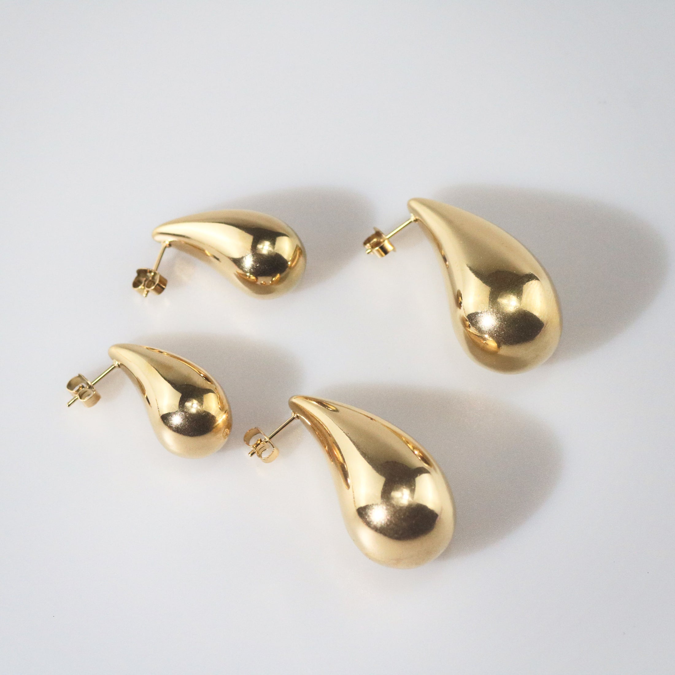 Waterproof 18k Gold Chunky Teardrop Earrings, 18k gold-plated stainless steel