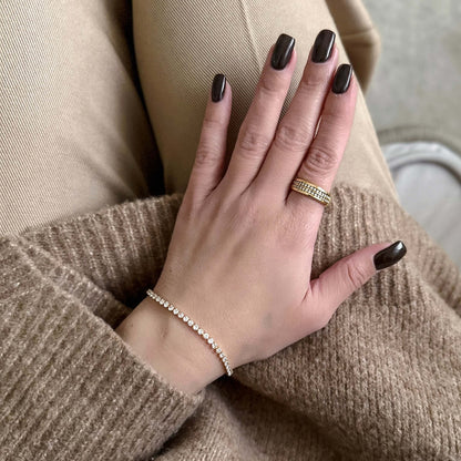 Vowline Band Ring, waterproof 18k gold-plated stainless steel