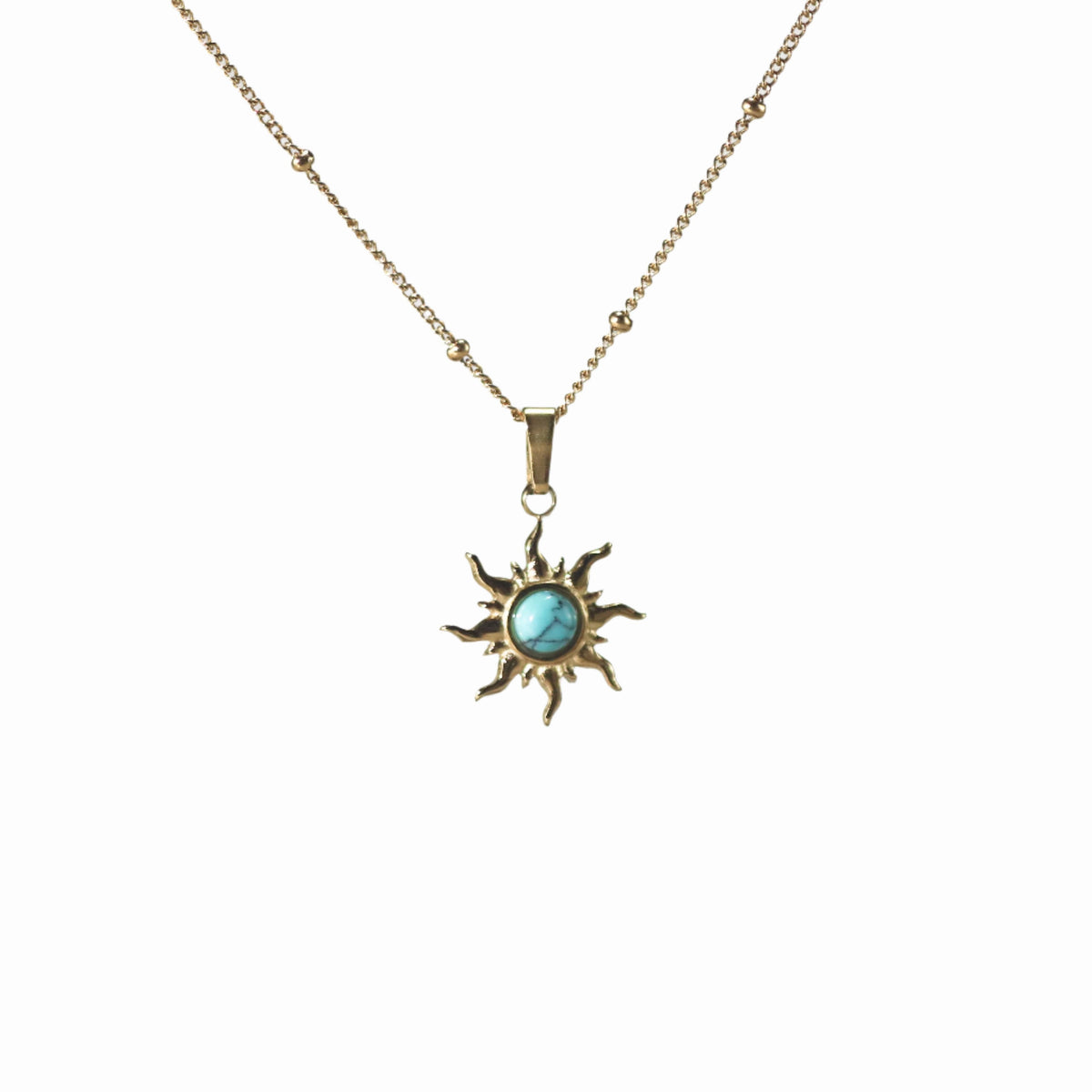 Turquoise sun pendant necklace