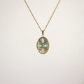 Oval Blue Petals Pendant Necklace