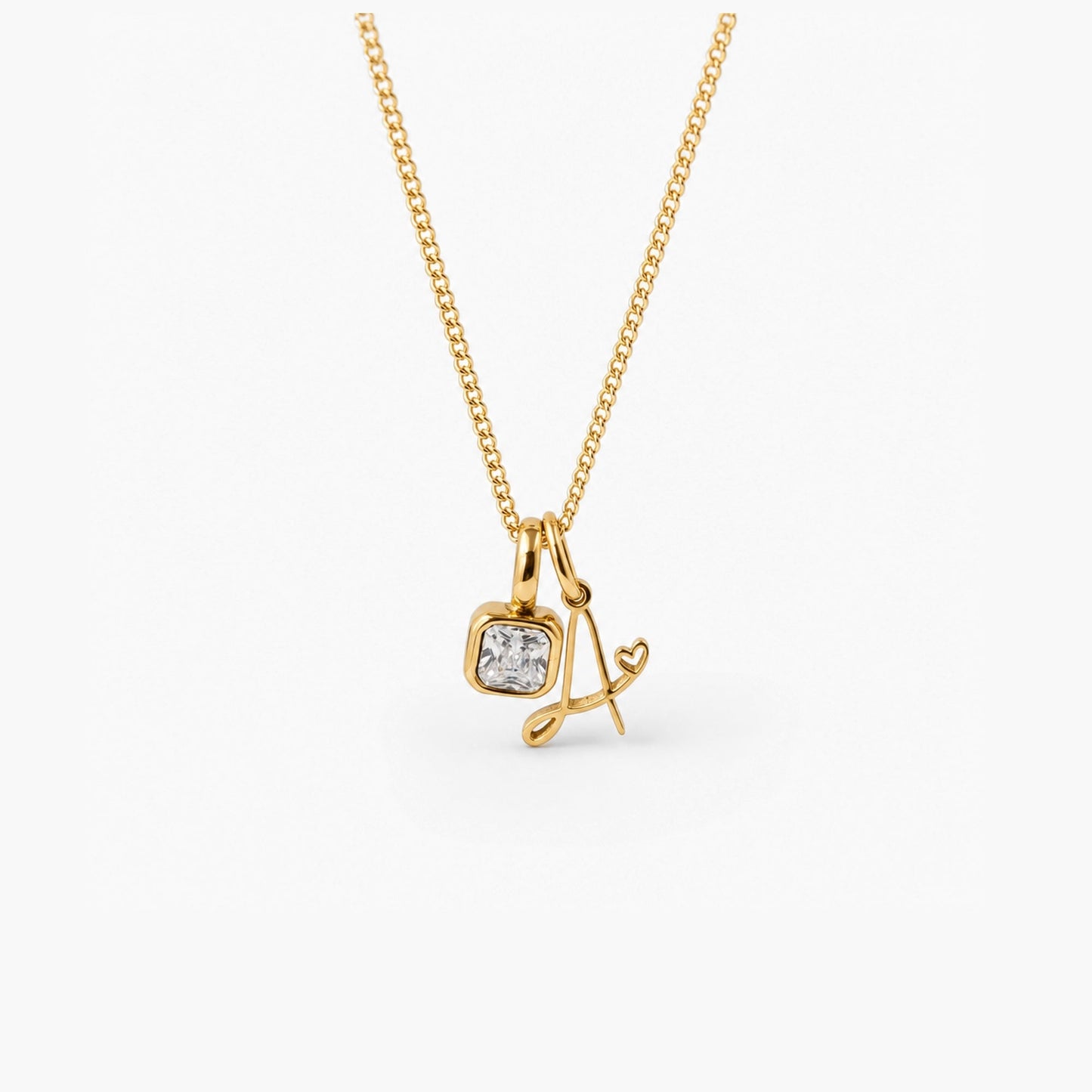 Initial and birthstone necklace