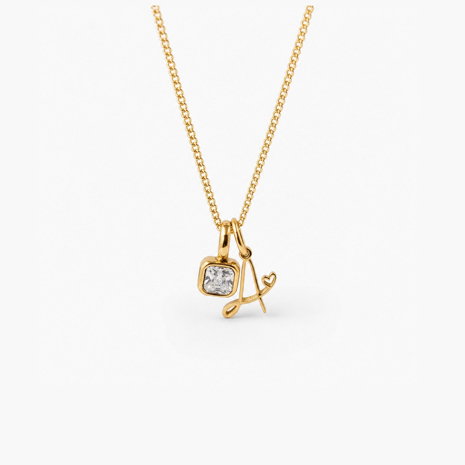 Initial and birthstone necklace