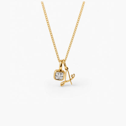 Initial and birthstone necklace