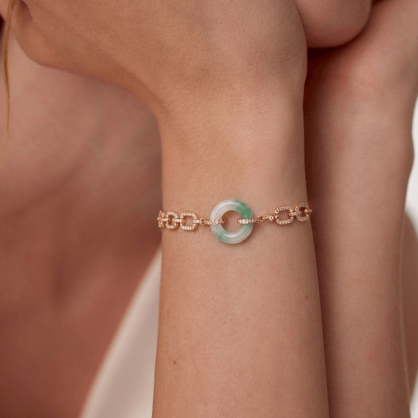 Jade Donut Pave Link Bracelet