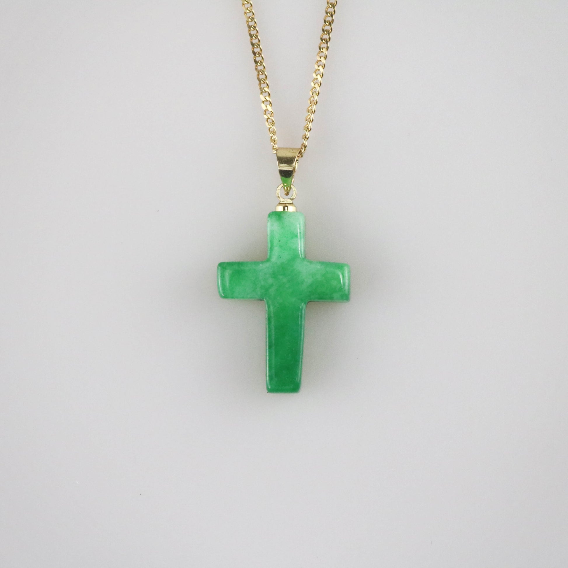 green jade cross pendant necklace