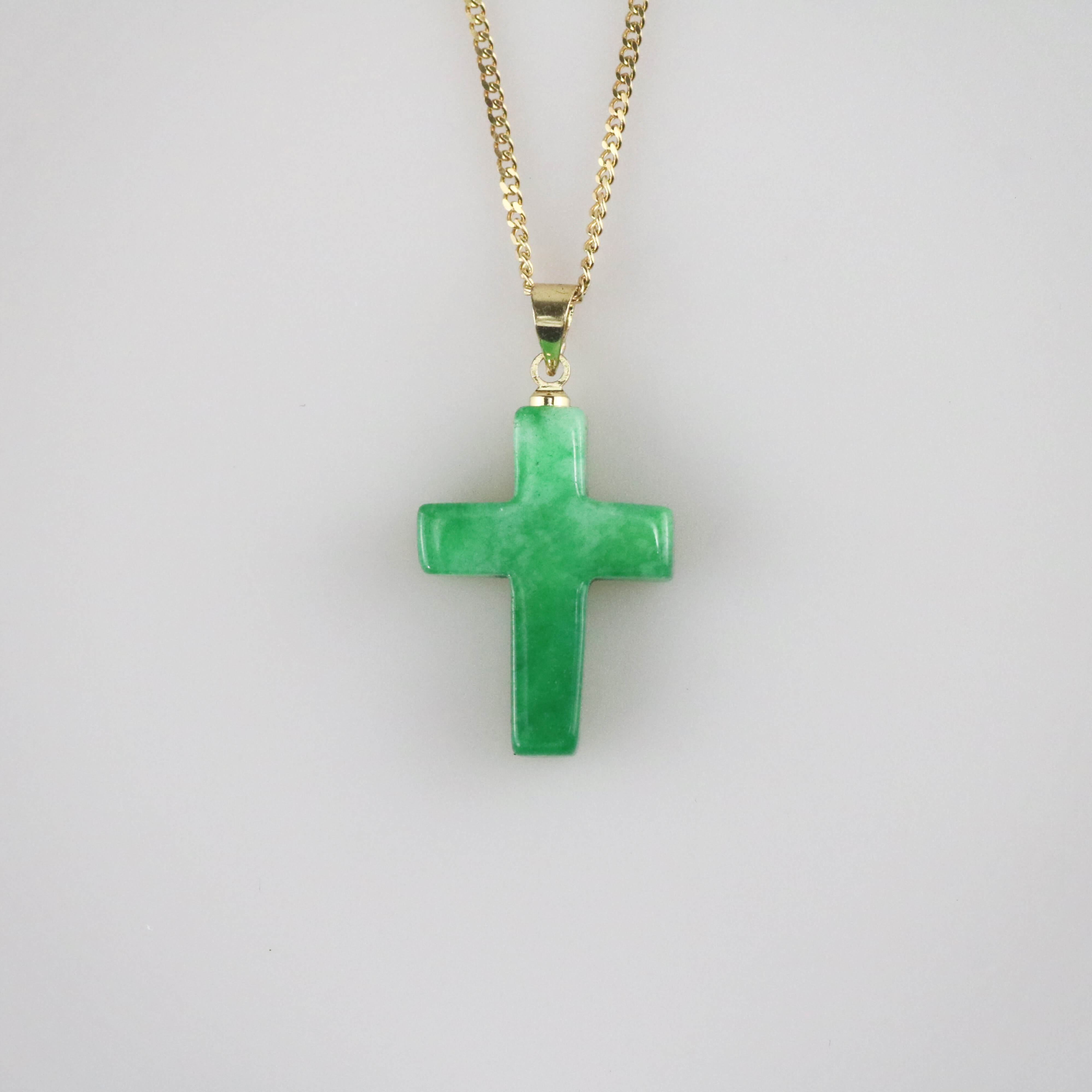green jade cross pendant necklace