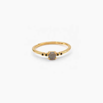 Labradorite and Black cz Ring