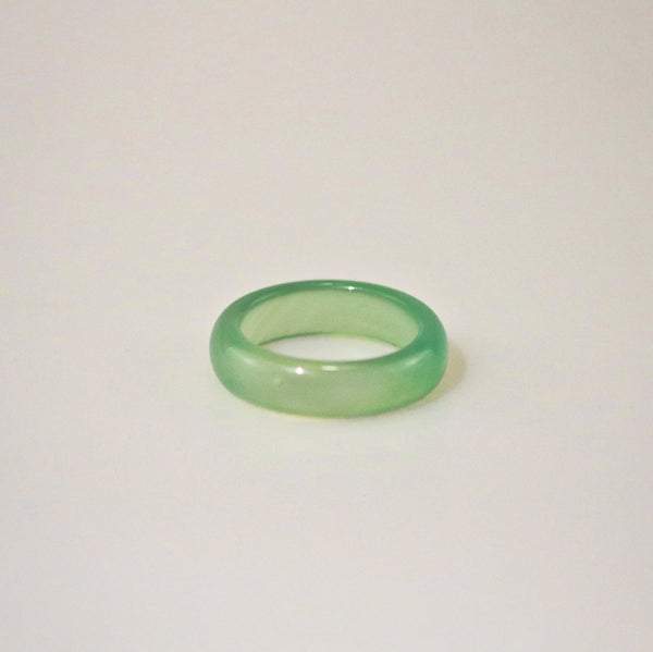 Light Green Jade Band Ring - Hypoallergenic 316L Stainless Steel