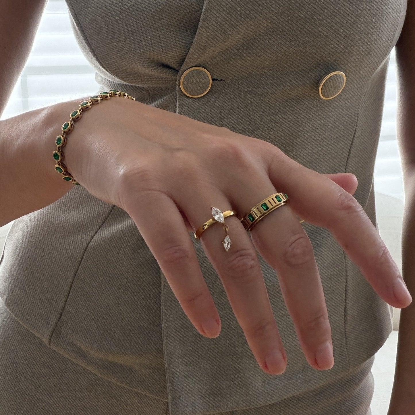 Marquise charm ring