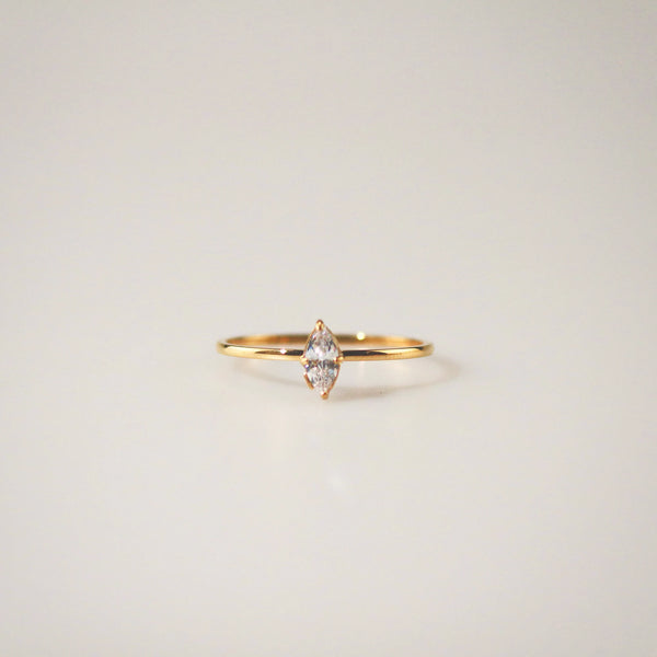 Marquise Cut Solitaire Ring in Hypoallergenic 316L Stainless Steel