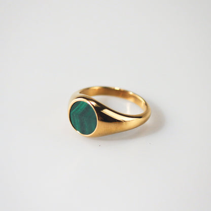 Malachite Gemstone Signet Ring