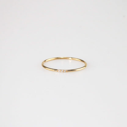 Minimal gold triple gem stacker ring