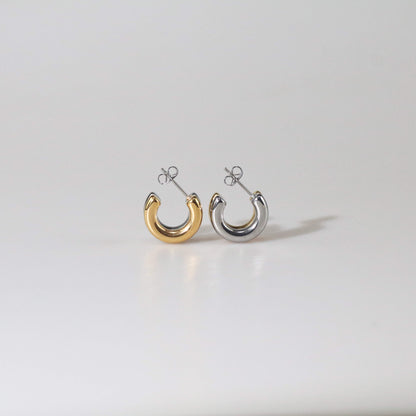Two Tone Small Hoop Earrings, waterproof 18k gold-plated stainless steel