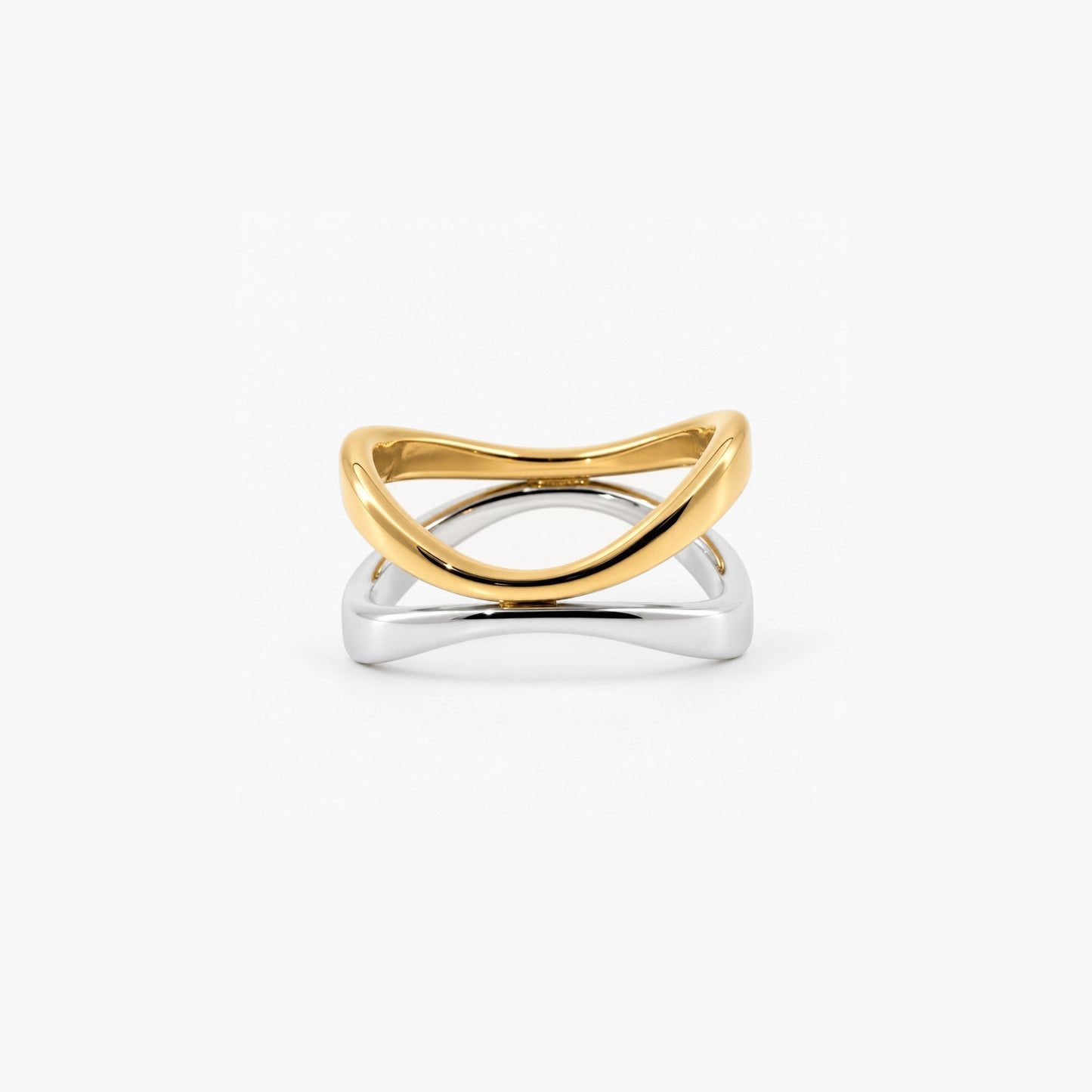Mixed Harmony Ring – 18k Gold & Silver Interlocking Band